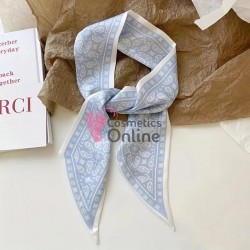 Esarfa din matase fina Cod ESF014DD Alb cu Albastru